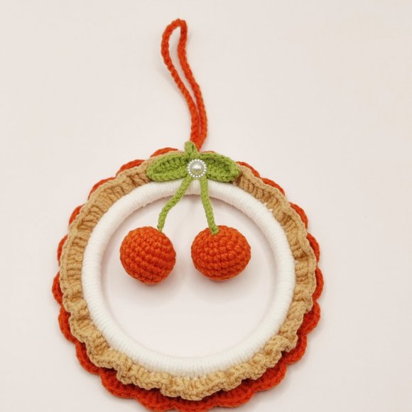 Handmade Amigurumi Crochet Tangerine Christmas Tree and Car Hanging Ornament - Picture 4 of 8